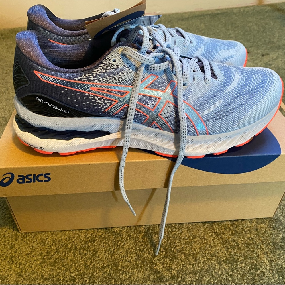 ASICS Women's Gel-Nimbus 23 Running Shoes - Blue and Pink
